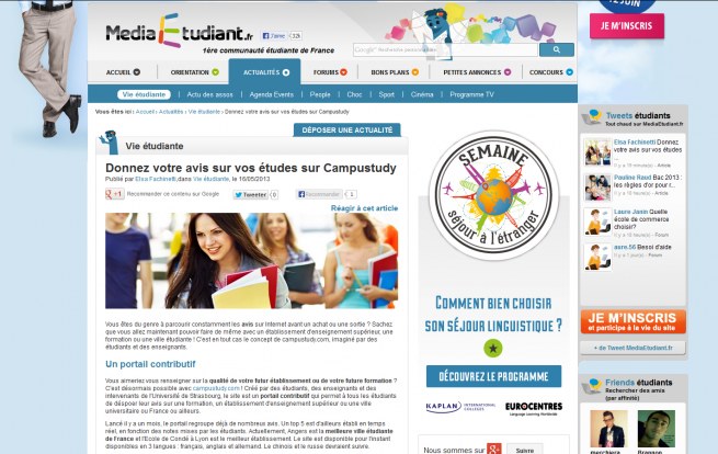 Média étudiant parle de campustudy